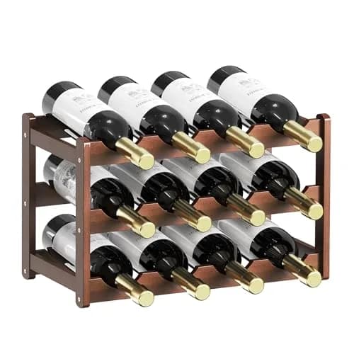 CAMOAT Bamboo Wine Rack Countertop & Floor Storage | 12 Bottle Capacity, Durable & Stylish thumbnail 1