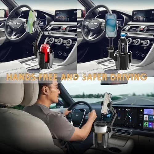 bokilino Phone Holders for Your Car, 2 in 1 Universal Cup Holder, Adjustable Long Arm, 360° Rotation, Compatible with All Smartphones thumbnail 7