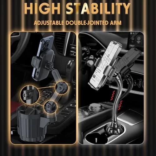 bokilino Phone Holders for Your Car, 2 in 1 Universal Cup Holder, Adjustable Long Arm, 360° Rotation, Compatible with All Smartphones thumbnail 2