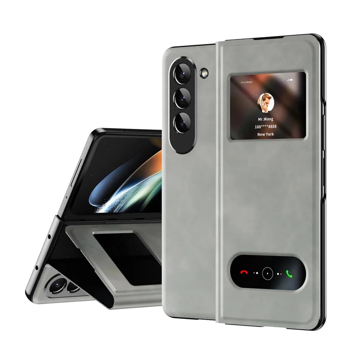 XIMAND Black Napa Leather Flip Case for Samsung Galaxy Z Fold 6 | Full Body Hinge Protection — White / Samsung Galaxy Z Fold 6