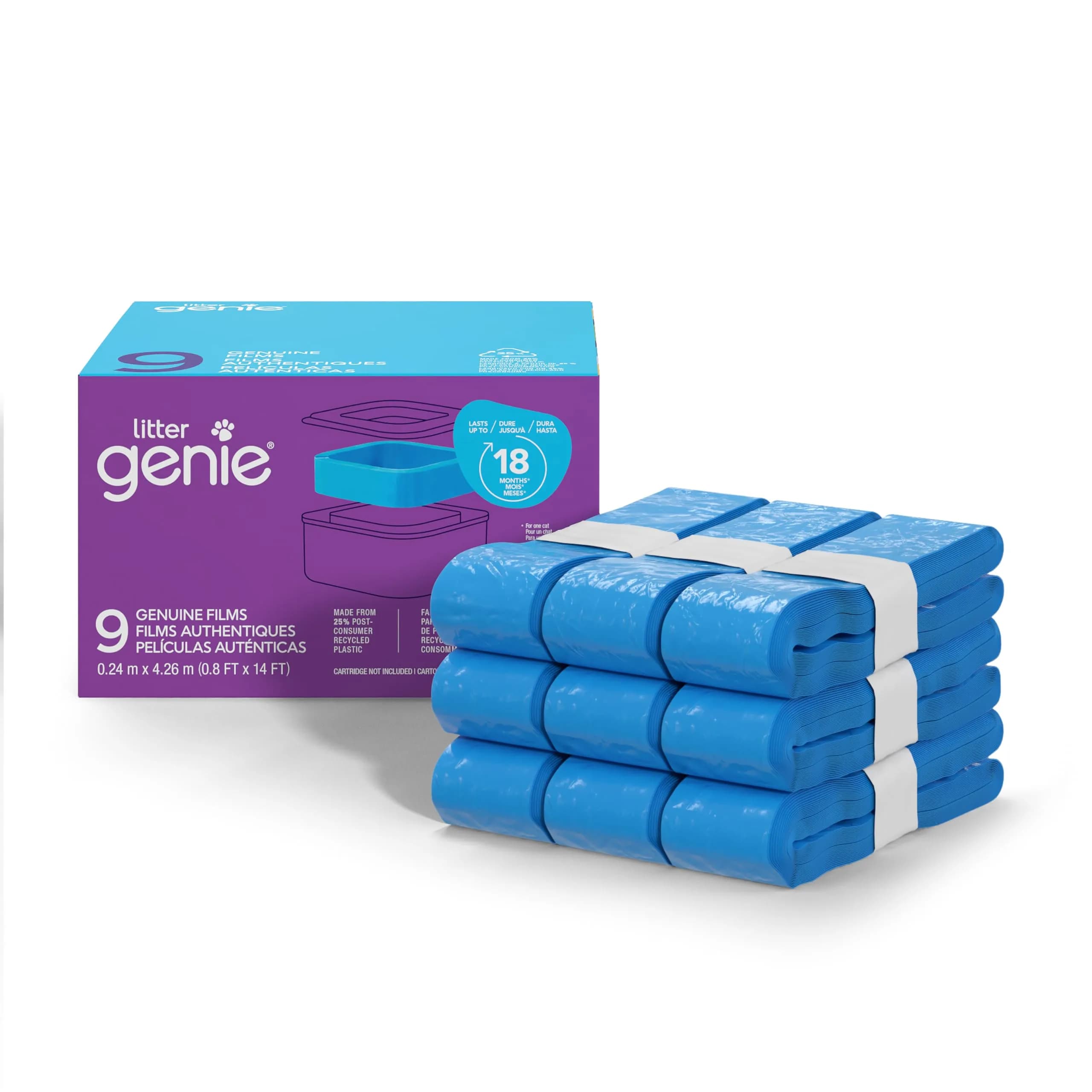 Litter Genie Standard Square Refill Bags 9-Pack, 126 ft Continuous Film | Odor Control for Cat Litter Waste - main product image