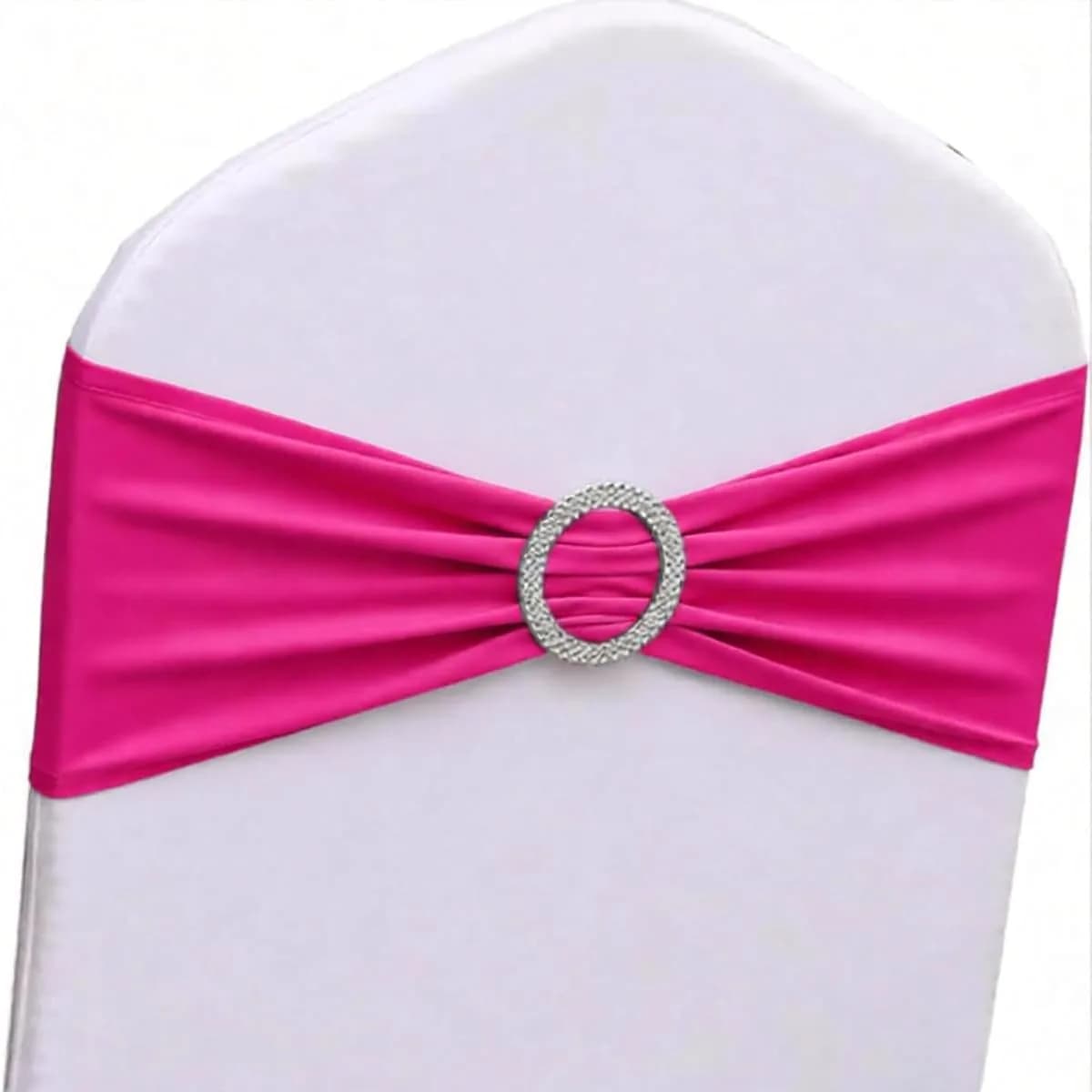 Gankar Red Spandex Chair Sashes 50 Pack (1.288 kg) | Wedding & Party Chair Bands with Buckles — Hot Pink / 50 pieces