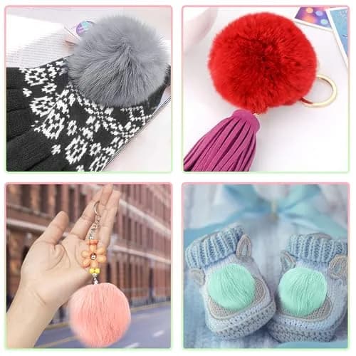 SIQUK Faux Fur Fluffy Pom Pom 20 Pieces | 10 cm Diameter Rainbow thumbnail 6