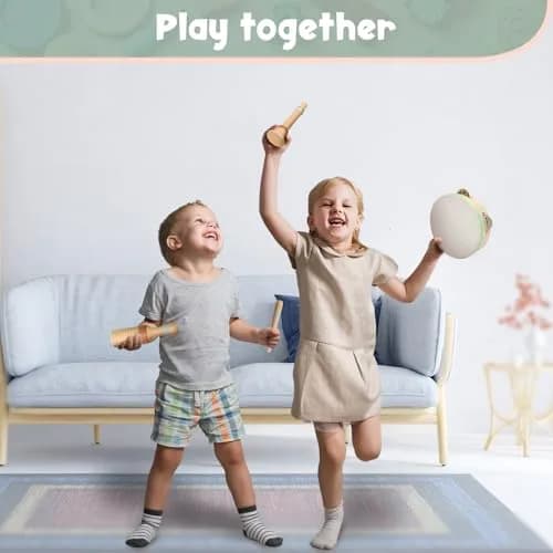 Stoie's Wooden Toddler Musical Instruments with Xylophone, Maracas, Triangle, Tamburine for Babies and Kids | Eco Friendly Montessori Toy thumbnail 6