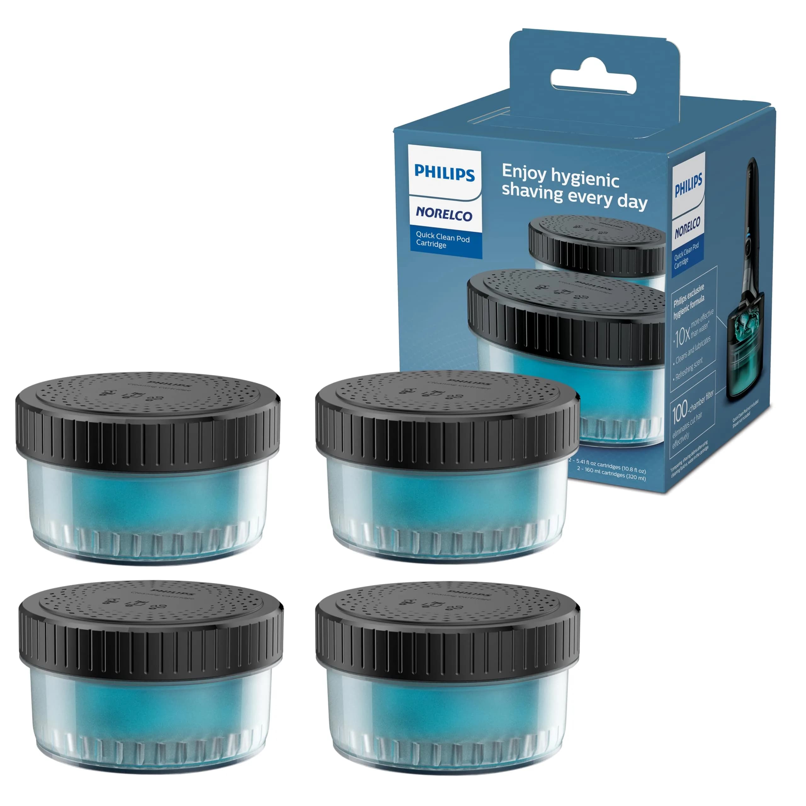 Norelco Quick Clean Pod Cartridge 4-Pack | Keeps Shaver 10x Cleaner & Fresh - main product image