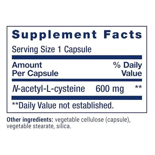 Life Extension N-Acetyl-L-Cysteine (NAC) 600 mg Capsules | Immune, Liver & Respiratory Support thumbnail 2