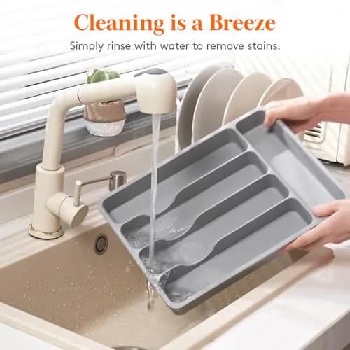 Lifewit Silverware Organizer with Lid, Covered Utensil Tray, 9.5x12.7 inches | Dust-Free Cutlery Storage thumbnail 9