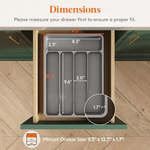 Lifewit Silverware Organizer with Lid, Covered Utensil Tray, 9.5x12.7 inches | Dust-Free Cutlery Storage thumbnail 4