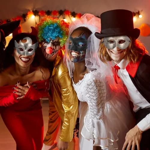 Chivao 60 Pcs Halloween Masquerade Masks Bulk (20 Styles, Gold/Silver/Brass/Black) | Modern Retro Design for Parties thumbnail 5