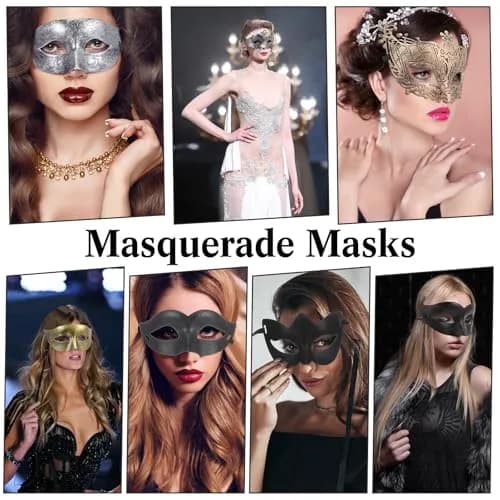 Chivao 60 Pcs Halloween Masquerade Masks Bulk (20 Styles, Gold/Silver/Brass/Black) | Modern Retro Design for Parties thumbnail 3