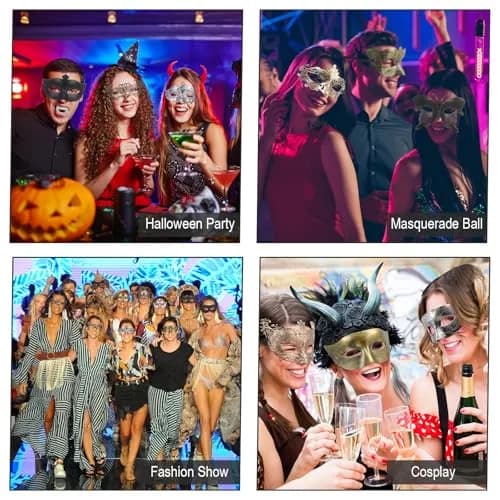 Chivao 60 Pcs Halloween Masquerade Masks Bulk (20 Styles, Gold/Silver/Brass/Black) | Modern Retro Design for Parties thumbnail 4