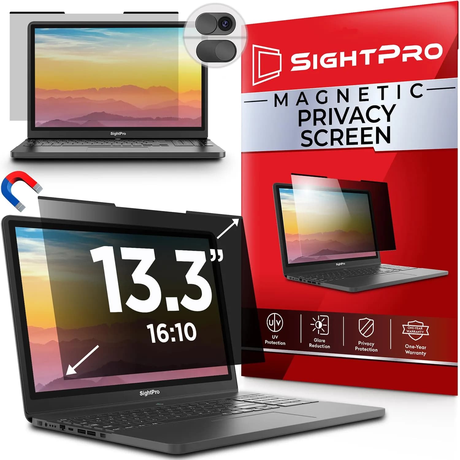 SightPro Magnetic Privacy Screen for MacBook Air 15 Inch (2023-2026 M2-M5) | Black, Dual Finish, Anti-Glare — Black