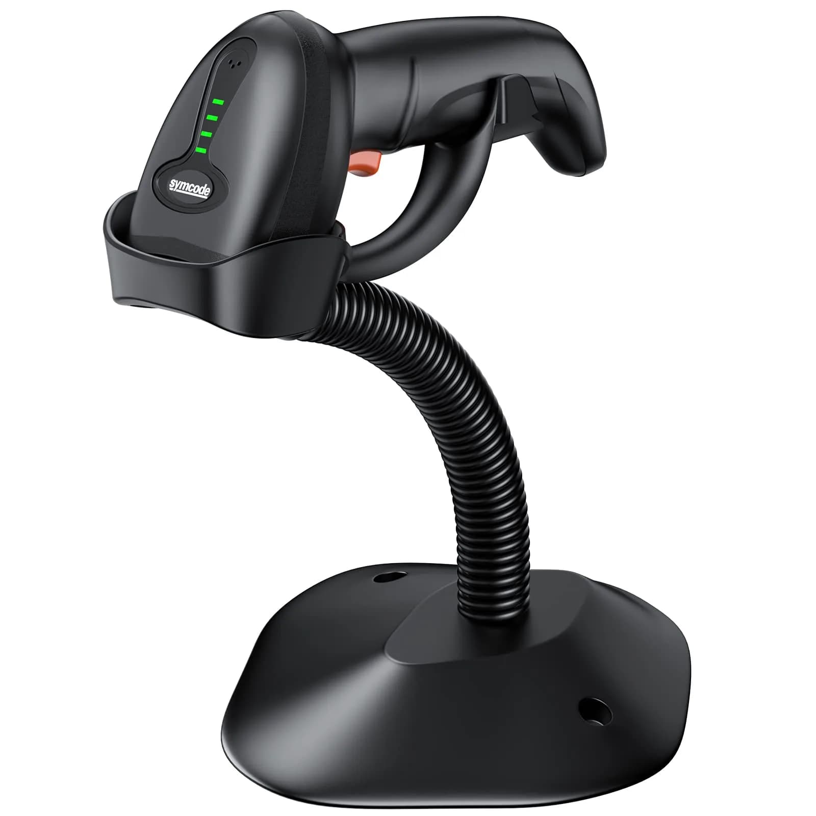 Symcode Bluetooth Wireless Barcode Scanner with Auto-Sensing Stand & 2D QR Reader | 280g (9.88 oz) — 1D Laser