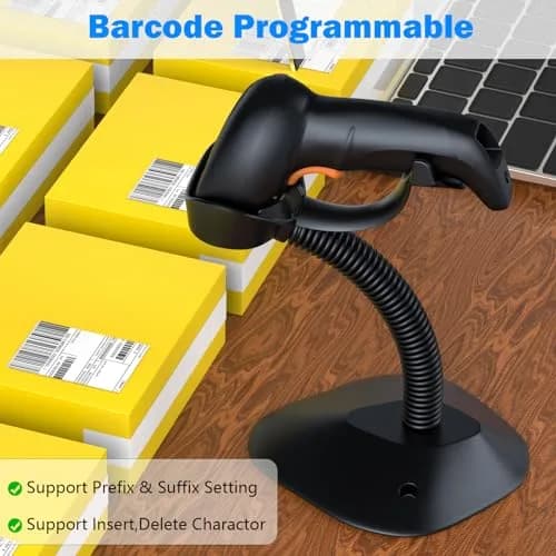 Symcode MJ-4590A Wireless 1D Laser Barcode Scanner with Auto-Sensing Stand & Battery Indicator | 200m Range thumbnail 5