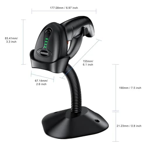 Symcode MJ-4590A Wireless 1D Laser Barcode Scanner with Auto-Sensing Stand & Battery Indicator | 200m Range thumbnail 8