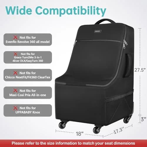 YOREPEK Padded Car Seat Travel Bag for Airplane with Wheels | Durable, Water-Resistant, Fits Most Convertible Car Seats thumbnail 4