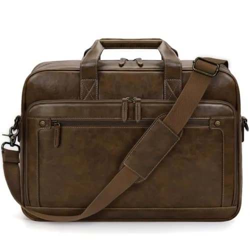 RAINSMORE Men's Leather Laptop Briefcase 43.4cm (17.1 inch) | Vintage Messenger Bag for Business & Travel thumbnail 8