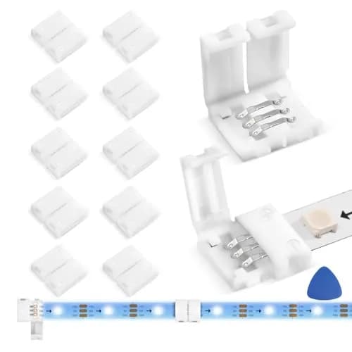 WENHSIN 3-Pin RGB LED Light Strip Connectors 8mm (0.31in) | Solderless Adapter Terminal Extension for 72W Strips thumbnail 1