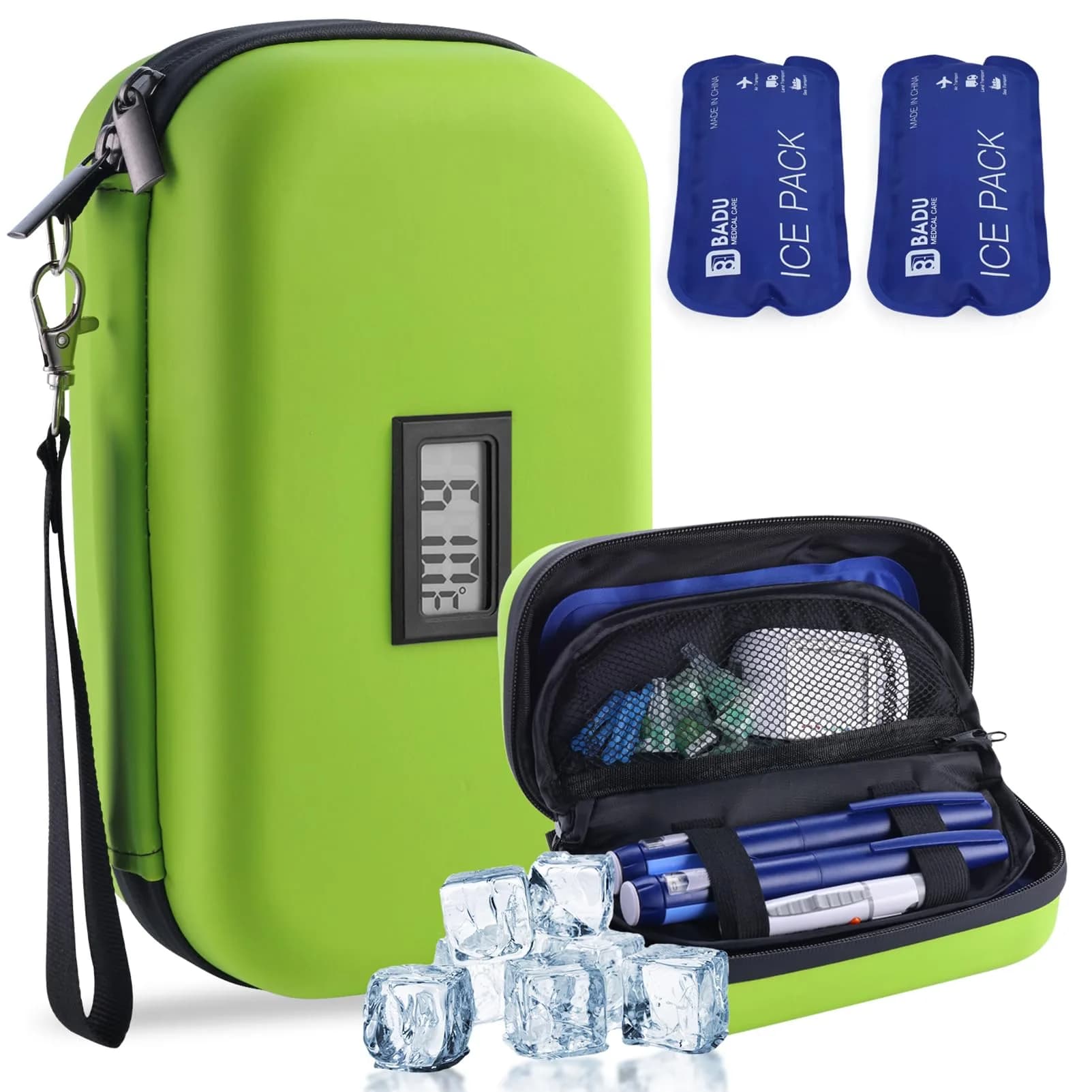 HIMDUZE Insulin Cooler Travel Case 21.1cm x 14.1cm x 8.7cm (8.3"x4.7"x3.4") | TSA Approved for Travel — Green
