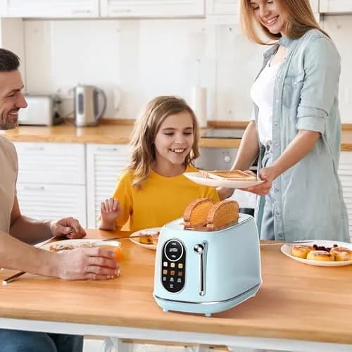 Keenstone Smart Touch Screen Toaster 2 Slice | Retro Wide Slot Stainless Steel with 6 Browning Levels thumbnail 8