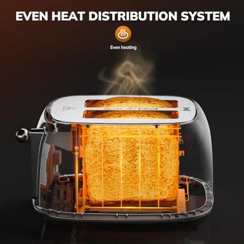 Keenstone Touch Screen Toaster 2 Slice | Retro Wide Slot Stainless Steel with 6 Browning Levels thumbnail 3