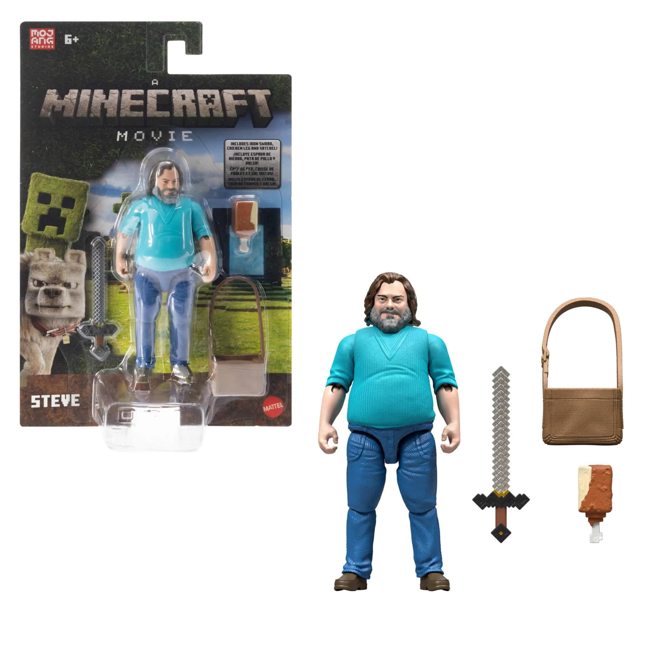 Mattel Minecraft Action Figure & Accessories Set (4 inches / 10.16 cm) | Authentic Movie Collectible — Steve