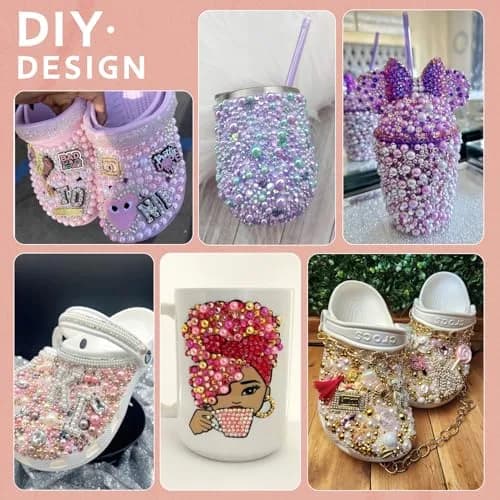 TINKRSTUFF Pink White 14000PCS Nail Art Rhinestones & Pearls Kit | Mixed Sizes 3-8mm Flatback Gems for Crafts thumbnail 6