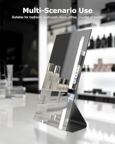 NEZZOE Rectangular Frameless Makeup Mirror 12" x 7" | Full Face, Adjustable Angle, Modern Style thumbnail 6