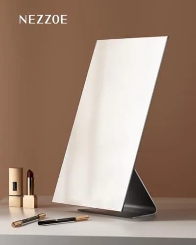 NEZZOE Rectangular Frameless Makeup Mirror 12" x 7" | Full Face, Adjustable Angle, Modern Style thumbnail 7