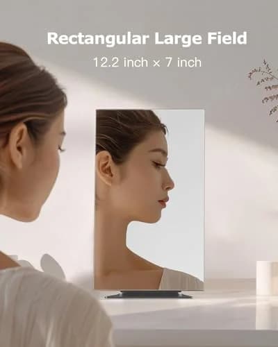 NEZZOE Rectangular Frameless Makeup Mirror 12" x 7" | Full Face, Adjustable Angle, Modern Style thumbnail 2