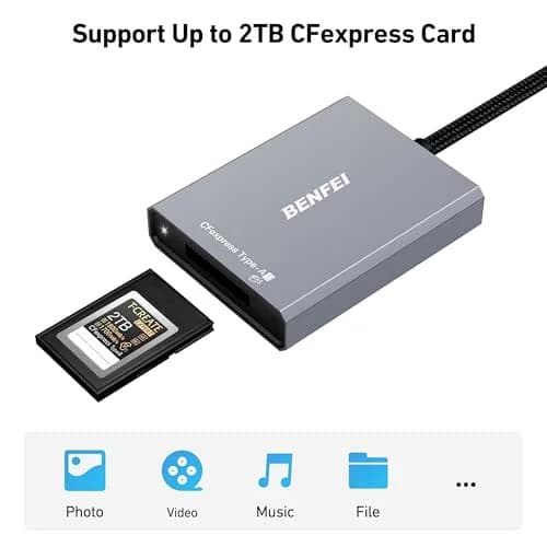BENFEI CFexpress Type A Card Reader with USB 3.2 (Gen 2) 10Gbps, USB-C&USB-A 2-in-1 Adapter | Fast Data Transfer for Photographers thumbnail 4