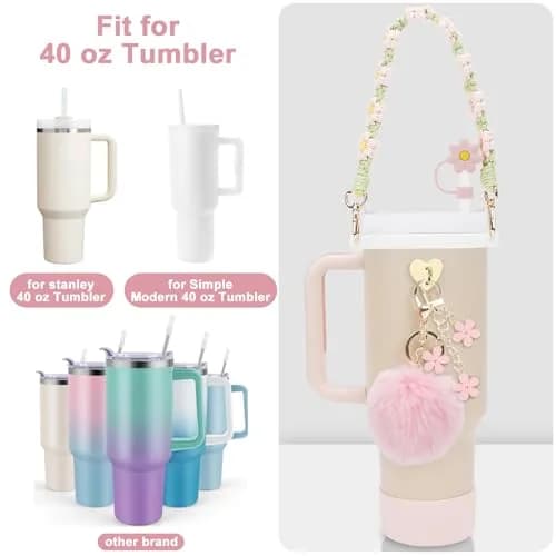 3tyto Light Pink 13 Pcs Stanley Cup Accessories Set with Handle Strap & Silicone Boot thumbnail 4