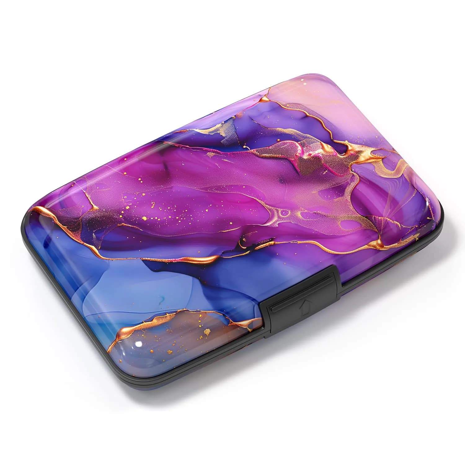 Atufsuat RFID Blocking Card Holder for Women, Aluminum Metal Slim Credit Card Wallet 11cm (4.3in) | Marble Patterns