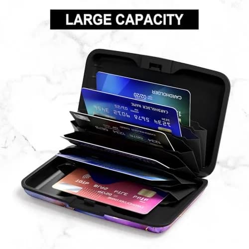 Atufsuat RFID Blocking Card Holder for Women, Aluminum Metal Slim Credit Card Wallet 11cm (4.3in) | Marble Patterns thumbnail 4