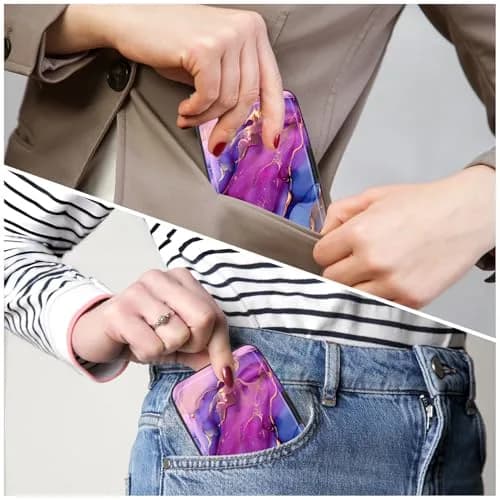 Atufsuat RFID Blocking Card Holder for Women, Aluminum Metal Slim Credit Card Wallet 11cm (4.3in) | Marble Patterns thumbnail 6