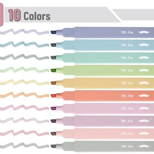 Mr. Pen Aesthetic Highlighters No Bleed, 10 Pack, Assorted Retro Colors | Chisel Tip, Fast Dry, Journaling Supplies thumbnail 2