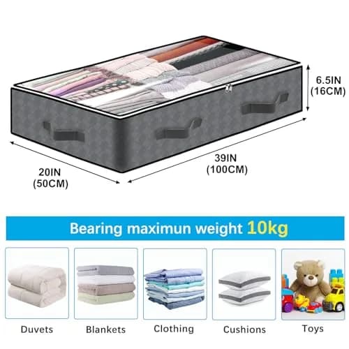 BiCINE 8 Pack Under Bed Storage Containers 95L (23.75" x 11.4" x 5.5") | Breathable Fabric Organizers for Closets & Bedrooms thumbnail 3