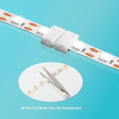 WENHSIN 10mm 2-Pin RGB LED Strip Light Connectors (10-Pack) | Solderless Adapter for 72W Strips thumbnail 2