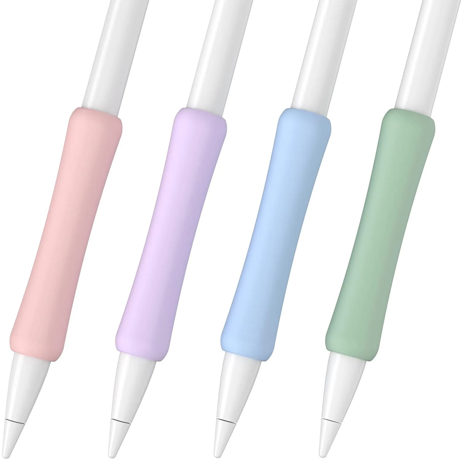 FAFALITHIC 4 Pack Silicone Grip for Apple Pencil 1st Gen, Pro, 2nd Gen, USB-C | Comfortable Writing & Precise Control — Purple/Pink/Blue/Matcha