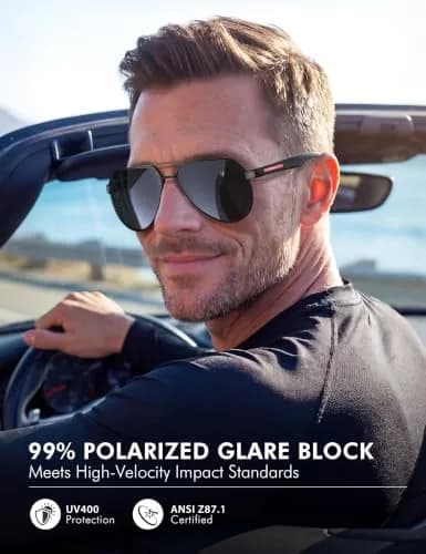 Luenx Aviator Polarized Sunglasses Men Women Classic UV400 Driving | ANSI Z87.1 Impact Tested thumbnail 2