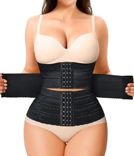 Nebility Waist Trainer for Women Corset Shapewear Tummy Control Segmented Waist Cincher Workout Girdle (Black, XXXL) | High Compression & Back Support thumbnail 1