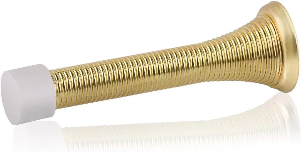HOMOTEK Heavy Duty Spring Door Stops, 12 Pack Black | Value Pack Doorstop for Wall Protection — Bright Brass