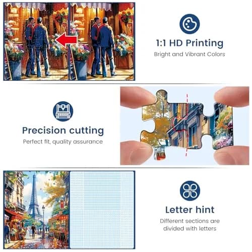 Edsjegn 1000 Pieces Puzzle - Charming Paris Scene | Challenging Family Game thumbnail 4