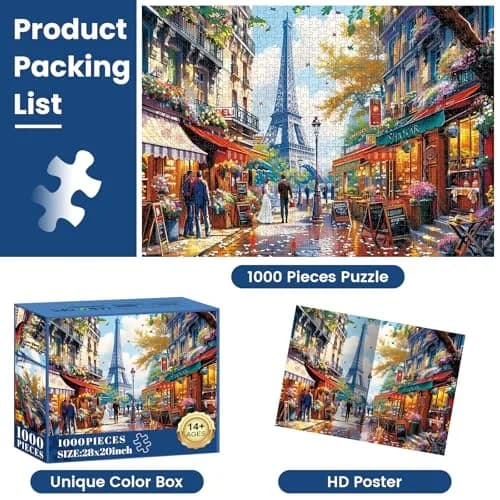 Edsjegn 1000 Pieces Puzzle - Charming Paris Scene | Challenging Family Game thumbnail 5