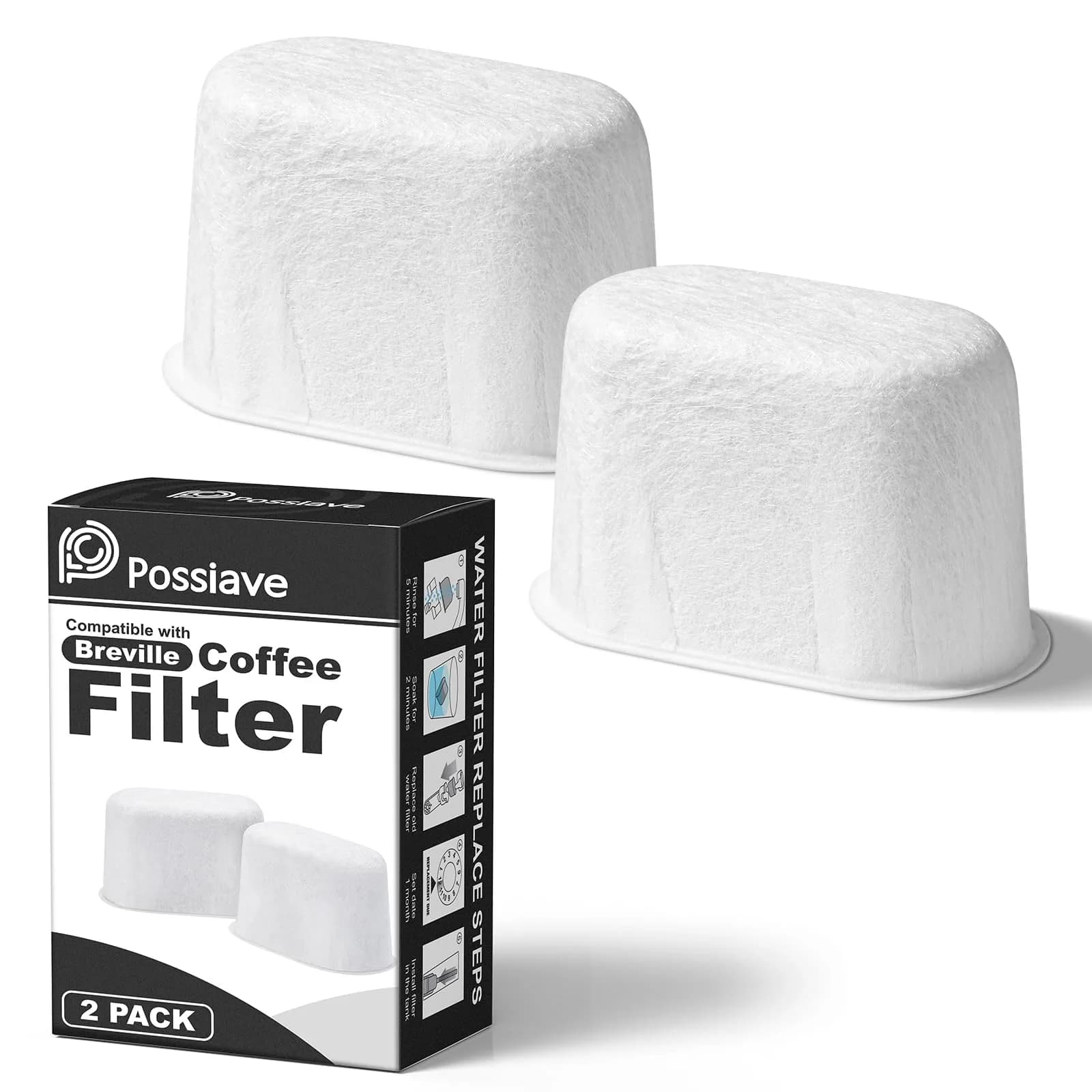 Possiave 2-Pack Water Filters Compatible with Breville BWF100 Machines | Improves Water Quality & Flavor