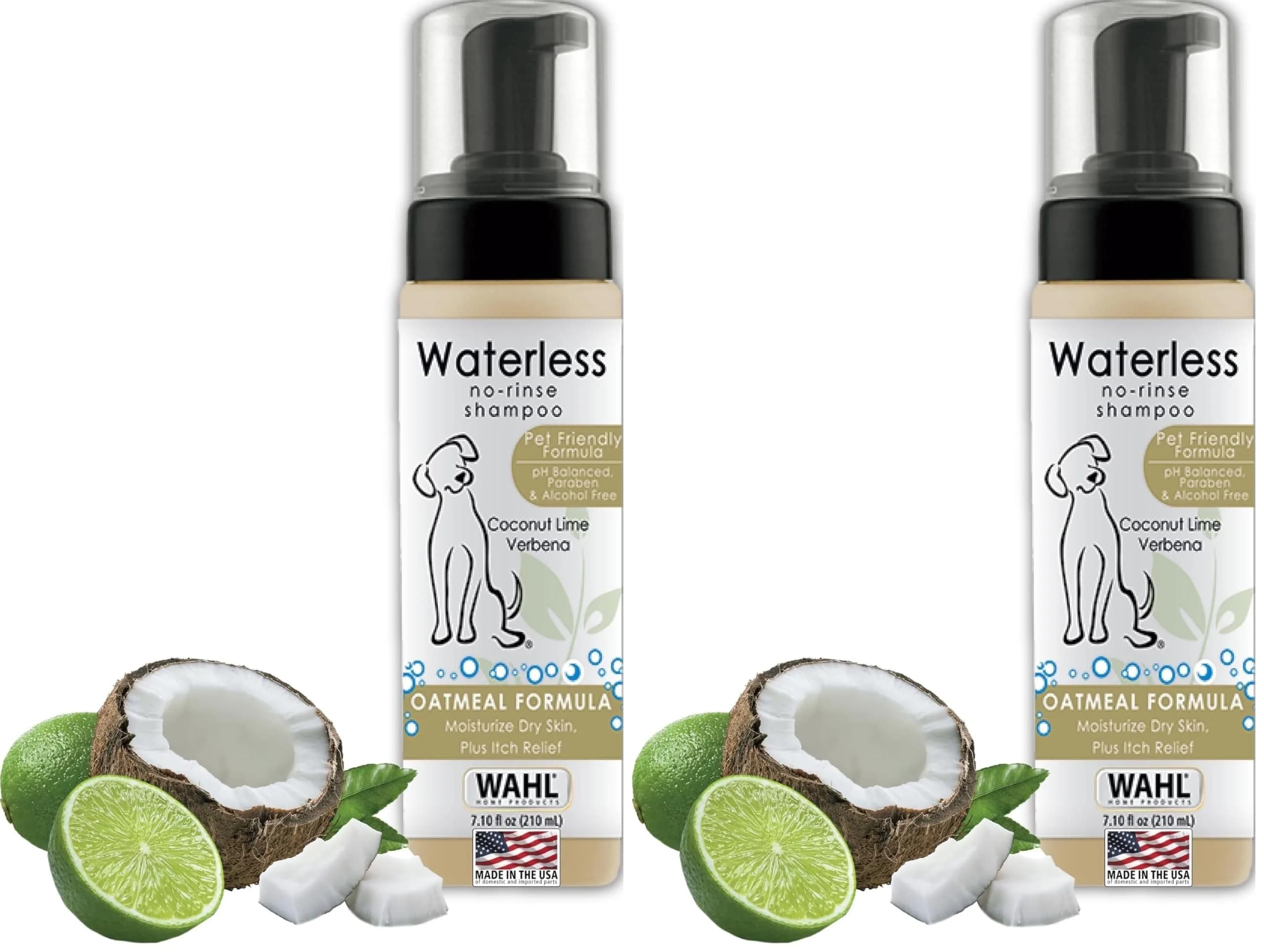 Wahl Waterless Oatmeal & Coconut Lime Verbena Pet Shampoo 420ml (14.2 Fl Oz) | No-Rinse Formula for Dogs, Cats & Horses — Coconut Lime Verbana