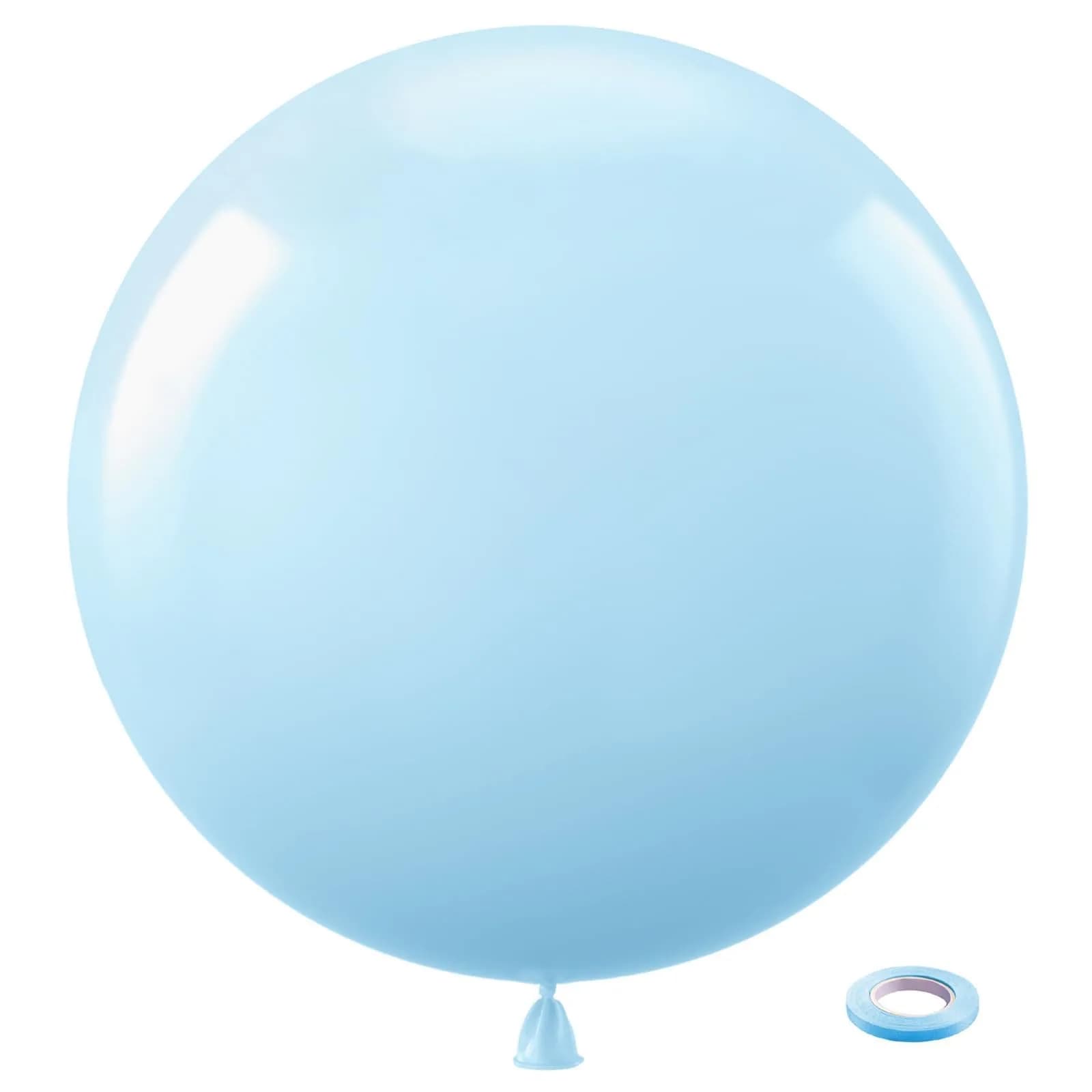 Bezente 36 Inch Pastel Blue Latex Round Balloons 8 Pack | Giant Balloons for Parties