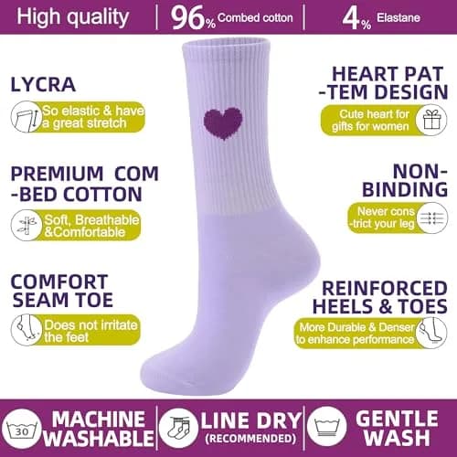 inhees Womens Cotton Crew Calf Socks | Soft, Breathable & Moisture-Absorbing (70-120 chars) thumbnail 2