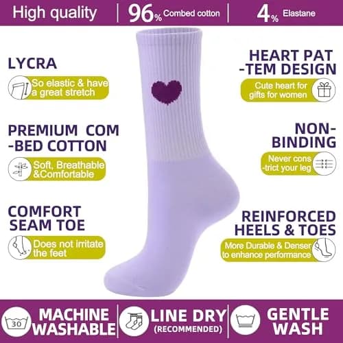 inhees Womens Cotton Crew Calf Socks 6 Pairs | Soft, Breathable & Comfortable Fit (70-120 chars) thumbnail 2