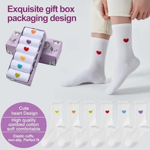 inhees Womens Cotton Crew Calf Socks | Soft, Breathable & Comfortable Fit (9-12 US) thumbnail 5